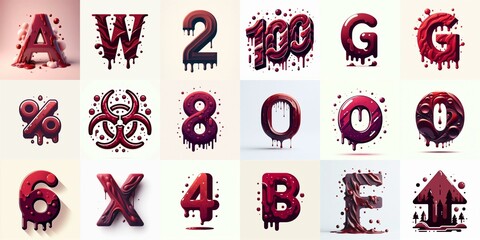 Wall Mural - Maroon color Lettering Typeface. AI generated illustration