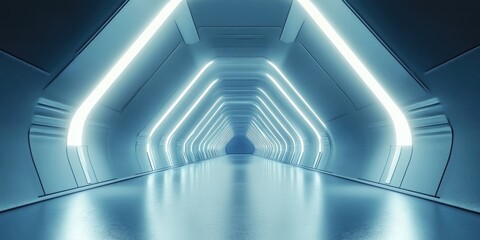Wall Mural - futuristic abstract surface with an infinite corridor in a 3d illustration
