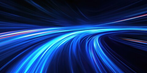 Wall Mural - abstract light streaks depicting speed featuring glowing blue curves dynamic motion represented by n