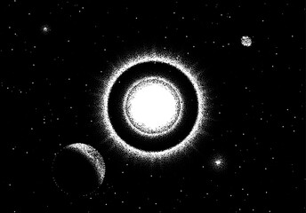 Space landscape with scenic view on planet and stars made with r