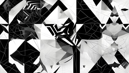 Wall Mural - Monochromatic geometric design with dynamic shapes and lines.