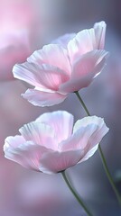   A clearer image of two pink flowers against a solid background