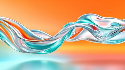 Wall Mural -   A wave of blue, orange, and white liquid on an orange and blue background