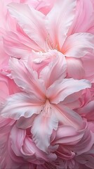 Wall Mural -   A magnified photo of a pink bloom featuring a white stamen at its core