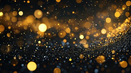 Wall Mural - abstract festive dark background with gold glitter and bokeh. new year, birthday, holidays celebrati