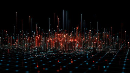 3d rendering of a complex neural data network, and concepts of web development, machine learning, stock, and futuristic technology.