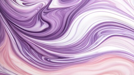 Poster -   A close-up view of a swirled liquid mixture featuring purple and white colors, with a white and pink swirl at its surface