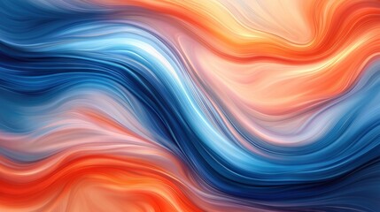 Wall Mural -  A blue, orange, and white wave abstract with a red center on the left side