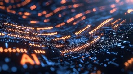 Binary code background with digital waves, technology and communication concept