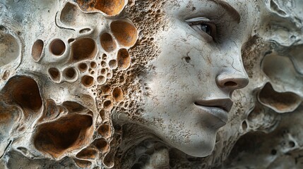 Wall Mural - Surreal Stone Face: A Dreamlike Abstract Sculpture