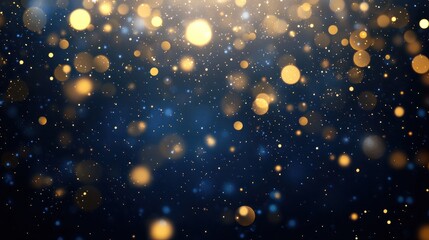 Wall Mural - christmas golden light shine particles bokeh on navy blue background, background, abstract backgroun