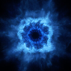 Wall Mural - a deep blue cosmic vortex with glowing electric tendrils spiraling outward, resembling a black hole 