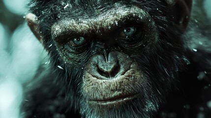 Poster - Close-Up Portrait of a Powerful Ape with Intense Eyes