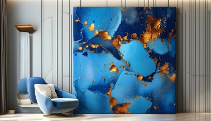 Wall Mural - Abstract Blue Texture Canvas Wallpaper for Grunge-Inspired Cover Design