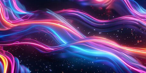 Wall Mural - abstract colourful neon background neon wavy lines