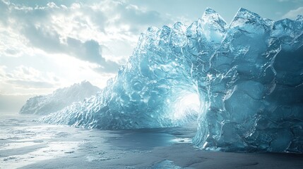 Canvas Print - Stunning Ice Cave Formation in Arctic Landscape