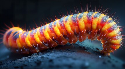 Sticker - Vibrant Caterpillar Macro Photography: Nature's Tiny Wonder