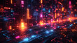 © CtrlN - A colorful, neon cityscape with a lot of lights and a lot of squares