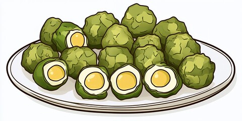 Wall Mural - A plate of green, egg-filled treats.