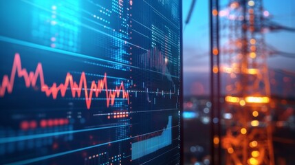 Wall Mural - energy consumption graphs and market trends analysis.