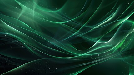 Canvas Print - Abstract Green Swirls with Glittering Lights