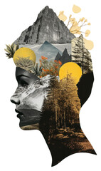 Wall Mural - PNG Nature in human head collage elements modern.