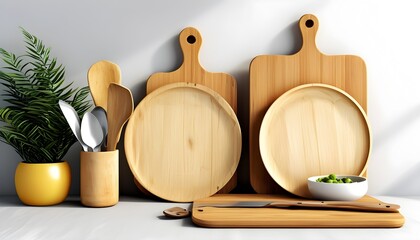 Stylish 3D Chopping Board Mockup Collection for Elegant Kitchen Decoration