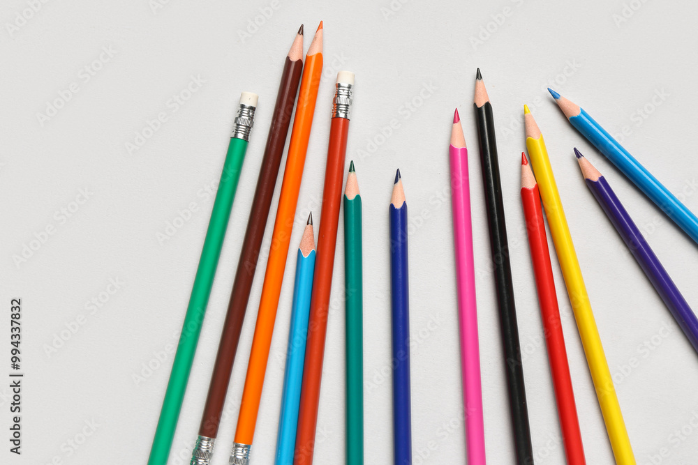 Group of colorful pencils on light background