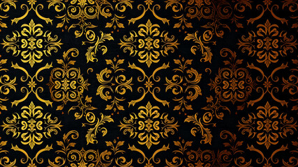 Gold forged pattern on a background of black wallpaper