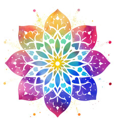 Canvas Print - PNG Colorful mandala icon pattern flower shape.