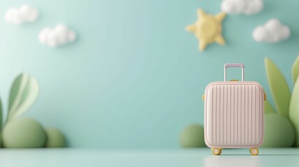 Carbon-neutral Travel Tech, a carbon offset app for travelers, set against a travel-themed background 3D illustration