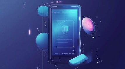 Wall Mural - Futuristic Smartphone with Digital Security Concept Illustration