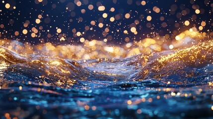 Poster - A body of water with a lot of glitter in it. The glitter is scattered throughout the water, creating a sparkling effect. The scene is serene and peaceful