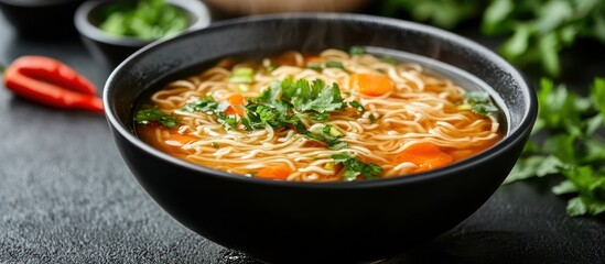 Wall Mural - Steaming Bowl of Noodle Soup