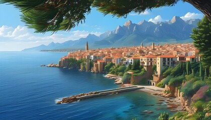 Wall Mural - Stunning Vista of Albir Town Overlooking the Mediterranean Sea