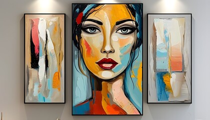 Wall Mural - Abstract Women’s Faces in Oil Painting Style for Modern Wall Art Decor Inspiration