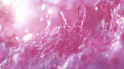 Wall Mural - Pink Water Splash: Abstract Macro Photography