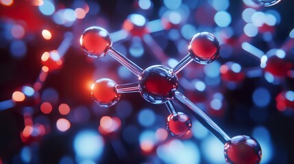 Wall Mural - abstract 3d render of an atom molecule - science background