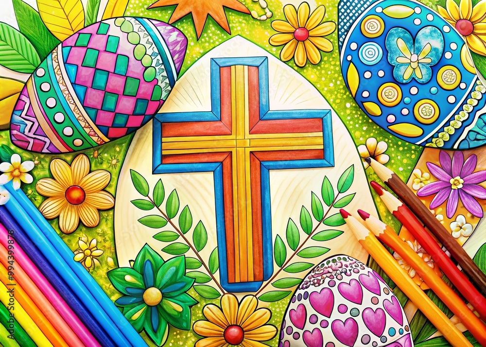 Religious Easter Coloring Pages for Kids and Adults Featuring Crosses ...