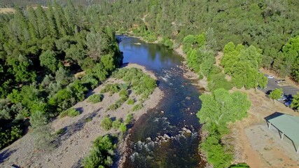 Sticker - flying over a river in california 