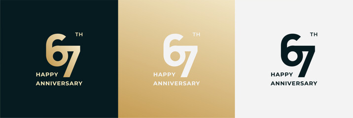 Logo 67th, 67 years anniversary, Creative design for celebration, birthday, greeting and invitation. Editable file