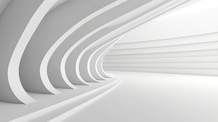 Wall Mural - White_minimalist_curved_background