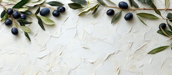 Poster - Olive Branch Border on White Background