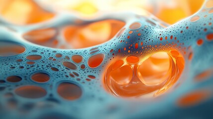 Wall Mural - abstract macro photography of blue and orange circles