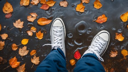 person walking in autumn park