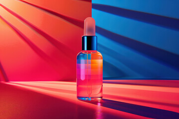 Colorful Serum Bottle with Modern Gradient Lighting 