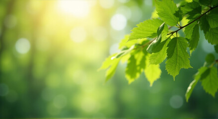 Poster - green leaves background