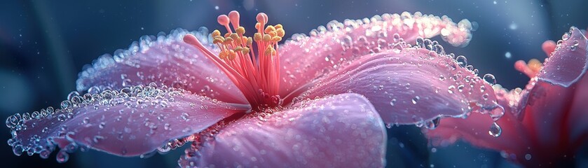 Wall Mural - Stunning Photorealistic Flower with Dew Drops