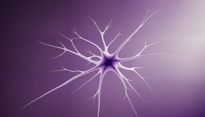 Wall Mural - Purple neurons up close, detailed, wallpaper of biology or artificial intelligence, colorful