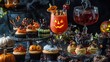 © Youttakone - A festive Halloween party spread with a variety of creative and spooky treats, including cupcakes, cookies, and punch